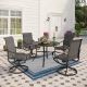 5-Piece Metal Outdoor Dining Set w/ Grey Padded Textilene Swivel Sling Chairs