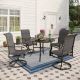 5-Piece Metal Outdoor Dining Set w/ Padded Textilene Swivel Chairs