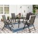 5-Piece Metal Patio Outdoor Dining Set with Round Table and Padded Folding Sling Chair