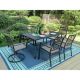 Black 7-Piece Metal Patio Outdoor Dining Set with Slat Rectangle Table and Fashion Chairs
