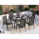 Black 7-Piece Metal Outdoor Patio Dining Set with Straight-Leg Rectangle Table and Stackable Aluminum Chairs