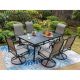 7-Pieces Metal Outdoor Patio Dining Set with Texitilene Swivel Chairs with Wave Arms