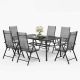 Grey 7-Pieces Metal Outdoor Patio Dining Set with Folding Sling Dining Chairs