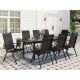 9-Piece Metal Patio Outdoor Dining Set with Rectangle Extensible Table and Black Reclining Folding Sling Chair