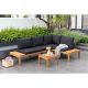 Amazonia Molokai 3-Piece Wood Patio Conversation Set w/ Black Cushions
