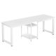 Tribesigns Cassey 78 in. Retangular White Wood and Metal 2-Person Computer Desk with Storage Shelves