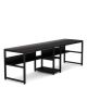 Cassey 78.7 in. Retangular Black Wood and Metal Computer Desk Double Desk for Two Person with Shelf