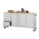 Trinity 6 ft. 8-Drawer Stainless-Steel Corner Rolling Mobile Workbench with Storage