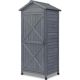 Kahomvis 25.2 in. W x 18 in. D x 61.6 in. H Gray Fir Wood Outdoor Storage Cabinet Garden Shed with Waterproof Asphalt Roof