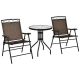 3-Pieces Metal Folding Round 28 in. Outdoor Dining Set for Backyard Garden Pool w/ 2 Patio Chairs and Table
