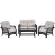 HONEY JOY 4PCS Wicker Patio Conversation Set Outdoor Rattan Furniture Set w/Tempered Glass Coffee Table and Beige Cushions