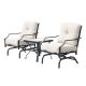 TOP HOME SPACE 3-pc Metal Square Rocking Outdoor Bistro Set with Beige Cushion
