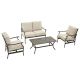 TOP HOME SPACE 4-pc Metal Patio Conversation Set with Beige Cushions