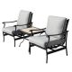 TOP HOME SPACE 3-pc Metal Rocking Square Outdoor Bistro Set with Grey Cushion