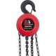 Big Red 1-Ton (2,000 lbs.) Capacity Manual Hand Lift Steel Chain Block Hoist with 2 Hooks, Red and Black