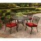 Hanover Traditions 5 pc Round Outdoor Dining Set w/ Red Cushions