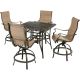 Hanover Traditions 5-pc Aluminum Outdoor Dining Patio Set, 4 Padded Swivel Chairs & 42-in Square Table, Bronze, All-Weather - TRADDN5PCPDSQBR-TAN