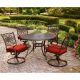 Hanover Traditions 5-Piece Aluminum Outdoor Dining Set with Red Cushions