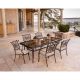 Hanover Traditions 7-pc Aluminum Outdoor Dining Set with Rectangular Glass-Top Table with Natural Oat Cushions