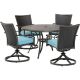 Hanover Traditions 5-pc Wicker Outdoor Dining Set with Blue Cushions