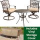 Hanover Traditions 3-pc Aluminum Round Outdoor Bistro Set with Swivel Rockers, Cover and Natural Oat Cushions included