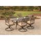Hanover Traditions 7 pc Aluminum Outdoor Dining Set w/ 6 Swivel Dining Chairs and Natural Oat Cushions