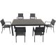 Hanover Tucson 7 pc Aluminum Outdoor Dining Set w/ 6-Sling Arm Chairs and a Faux Wood Dining Table