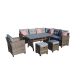 6-Piece Rattan Wicker Patio Conversation Set w/ Gray Cushions.