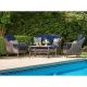 Hanover Ventura 4-pc All-Weather Wicker Patio Seating Set with Navy Blue Cushions