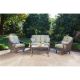 Hanover Ventura 4-Piece Patio Conversation Set with Vintage Meadow Cushions