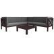 Dark Brown 4-Pieces Wood Patio Conversation Sectional Seating Set w/ Gray Cushions