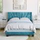 RestRite Vera Aqua Velvet Queen Upholstered Platform Bed Frame