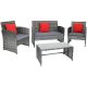 Sunnydaze Decor Ardfield Mixed Gray 4-Piece Rattan Patio Set w/ Gray Cushions
