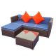 DIRECT WICKER Jelly 3-pc Elegant Patio Sectional Wicker Rattan Outdoor Furniture Sofa Set with Dark Blue Cushion