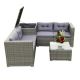 DIRECT WICKER Rome 4-piece PE Rattan Wicker Outdoor Sectional Sofa Set Garden Patio Furniture Set with Gray Cushions