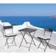 Modern 3-Piece Black Wicker Folding Outdoor Bistro Set with Table, Beige Cushions