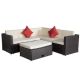 4-Pieces with Beige Cushions and 2 Red Pillows Brown Rattan Patio Set