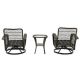 3-Piece Wicker Outdoor Bistro Set with Brown Cushions