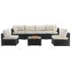 7-Piece Wicker Patio Conversation Sectional Set with CushionGuard Beige Cushions