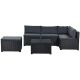 Leisure 6-Piece Wicker Patio Sectional Set w/ Gray Cushions