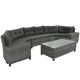 8-Piece Wicker Patio Conversation Sectional Seating Set with Charcoal Cushions