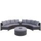 Brown 6-Piece Wicker Patio Conversation Sectional Seating Set with Cushion Gray Cushions