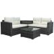 4-Piece Wicker Patio Conversation Set with Dark Beige Cushions