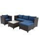 5-Piece Wicker Patio Conversation Set with Blue Cushions WBY-WY000278AAC