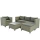 5-Piece Wicker Patio Conversation Set with Gray Cushions WBY-WY000278AAE