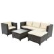 5-Piece Wicker Patio Conversation Set with Beige Cushions WBY-WY000278AAK