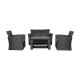 WESTIN OUTDOOR Hudson 4-Piece Black Rattan Wicker Patio Conversation Set w/ Gray Cushions