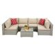 7-Piece Light Grey Outdoor PE Rattan Wicker Garden Leisure Furniture Sectional Sofa Sets w/ 2 Pillows & Beige Cushions