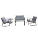 Brown 5-pc Metal Outdoor Patio Bistro Set Rocking Chair with Gray Cushion