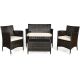 CASAINC Brown 4-pc Rattan Patio Conversation Set with Beige Cushions